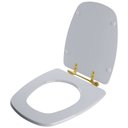 Ver imagem 2 de Assento Sanitário Monte Carlo Cinza Real para vaso Deca Com Ferragem Dourada