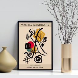 Quadro Arte Kandinsky Abstrata Colorida 33x24cm:madeira Preta - 2