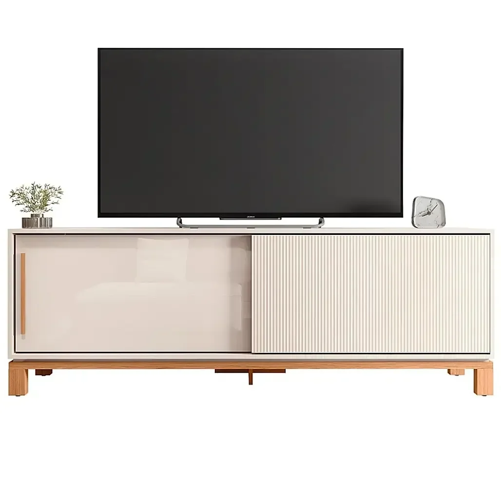 Ver imagem 1 de Rack Mondrian 180cm para Tv até 65 Polegadas 2 Portas Caemmun Cor Off White Freijó