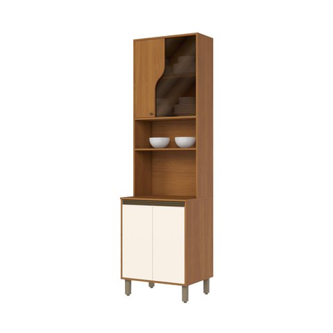 Torre Quente 01 Forno com Porta de Vidro 63cm Venaly C589 Cinamomo Off White - Henn