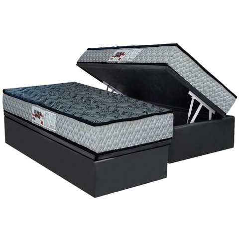 Cama Box Baú Solteiro: Colchão Anatômico Paropas D23 Ag65 Royalle Rustico + Base Crc Suede Gray (