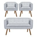 Ver imagem 1 de Kit Sofá Namoradeira 2 Lugares e 02 Poltronas Julia Cinza