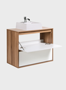 Ver mais imagens de Gabinete para Banheiro com Cuba e Espelheira com Led 80cm Mdf Freijo com Branco Dubai - On Móveis