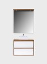 Ver imagem 3 de Gabinete para Banheiro com Cuba e Espelheira com Led 80cm Mdf Freijo com Branco Dubai - On Móveis
