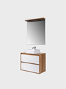 Ver imagem 4 de Gabinete para Banheiro com Cuba e Espelheira com Led 80cm Mdf Freijo com Branco Dubai - On Móveis