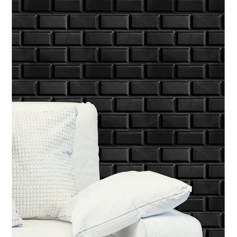 Kit 20 Placas PVC 3d Revestimento De Parede Decorativa Tijolinho Preto 25 cm