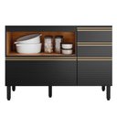 Ver imagem 5 de Balcão Pia Proença 120cm 1 Porta e 4 Gavetas Nogueira Touch-carbono Prime Tx sem Tampo - Demartêz
