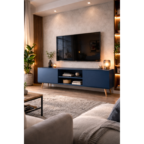 Rack para TV Harmonia cm em MDF 100% 18mm com 2 Portas e Nicho Central