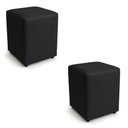 Ver imagem 3 de Puff Sala Decorativo Quadrado Kit 2 Lucca Base Fixa Sintético Preto G02 - D’Rossi