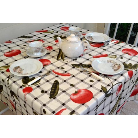 Toalha de Mesa Oxford - Legumes Arte & Tear Retangular - 1,80 X 1,50 M
