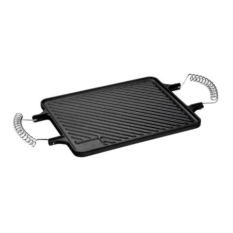 Chapa Reta Ferro Fundido Dupla Face Alça Espiral 28cm x 23cm
