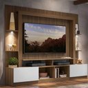 Ver imagem 7 de Estante Com Suporte Tv 65" E Leds Berlim Multimóveis V3384 Madeirada/Branca Madeirado/Branco