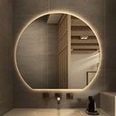 Ver imagem 1 de Espelho 90x70 cm Meia Lua Lapidado c/ LED 3000k p/ Sala LED Quente