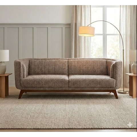 Sofá Dekorien Luminne 230cm Linho Tramado Marrom Blended