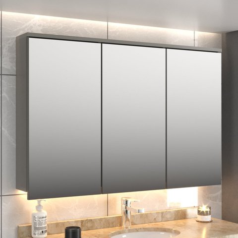 Espelheira para Banheiro Santorini 100 com LED Cimento/Cimento