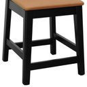 Ver imagem 4 de Kit 2 Banquetas Madeira Maciça Assento Estofado Preto Assento Estofado Corano Caramelo
