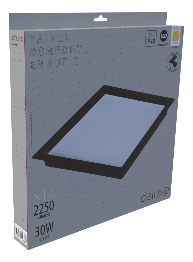 Ver imagem 2 de Luminária de Teto Plafon Embutir Recuado Quadrado 30w Preto Fosco Luz Amarela 3000k Avant