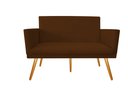 Ver imagem 2 de Namoradeira Nina Decorativa Suede Marrom 2 Lugares Pés Madeira Mz Decor