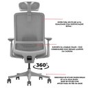 Ver imagem 5 de Cadeira de Escritório V1 Connect Ergonômica 150kg Reclinável Cinza