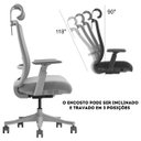 Ver imagem 3 de Cadeira de Escritório V1 Connect Ergonômica 150kg Reclinável Cinza