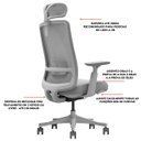 Ver imagem 2 de Cadeira de Escritório V1 Connect Ergonômica 150kg Reclinável Cinza