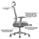 Ver imagem 6 de Cadeira de Escritório V1 Connect Ergonômica 150kg Reclinável Cinza