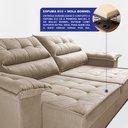 Ver imagem 4 de Sofá Retrátil e Reclinável 2,40m com Molas e Espuma D33 Thunder Velusoft Bege Cama Inbox