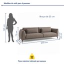 Ver imagem 4 de Sofá Living 4 Lugares com Almofadas 230cm Siena