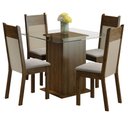 Ver imagem 2 de Conjunto Sala de Jantar Madesa Dallas Mesa Tampo de Vidro com 4 Cadeiras Rustic/Crema/Pérola Cor:Rus