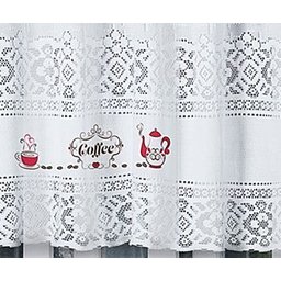 Cortina Pia Renda Coffee Branco 2,00Larg X0,80 Alt - 4