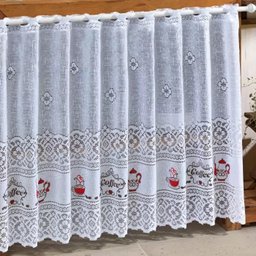 Cortina Pia Renda Coffee Branco 2,00Larg X0,80 Alt - 2
