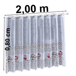 Cortina Pia Renda Coffee Branco 2,00Larg X0,80 Alt - 3
