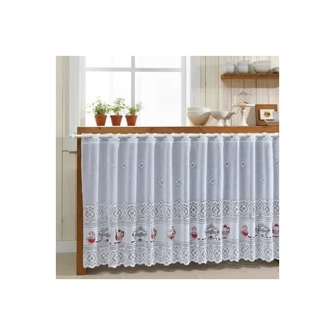 Cortina Pia Renda Coffee Branco 2,00LARG X0,80 Alt