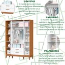 Ver imagem 4 de Roupeiro Flip 4 Portas 2 Gavetas Branco Fosco com Savana