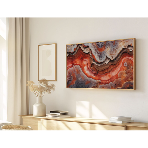 Quadro Decorativo N°204 160x90cm - Panorâmico - Pedra Ágata - Madeira Clara - Rollflex