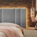 Ver imagem 4 de Cabeceira Cama Box Estofada Casal King 2,00 Linho Cinza com LED