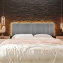 Ver mais imagens de Cabeceira Cama Box Estofada Casal King 2,00 Linho Cinza com LED