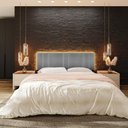 Ver imagem 7 de Cabeceira Cama Box Estofada Casal King 2,00 Linho Cinza com LED