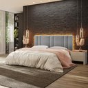 Ver imagem 6 de Cabeceira Cama Box Estofada Casal King 2,00 Linho Cinza com LED