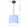 Luminária Pendente Vivare Free Lux Md-4105 Cúpula em Tecido Azul-bebê da Canopla Canopla Preta e - 4