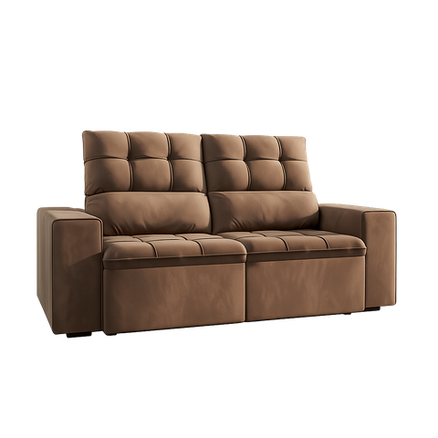 Sofa 2 Lugares Retratil Suede Malibu Estofado - Bege