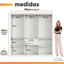 Ver imagem 4 de Guarda Roupas Solteiro Maya 7 Portas de Bater 2 Gavetas Branco Aramóveis