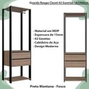 Ver imagem 3 de Guarda Roupa Closet 02 Gavetas 183x60cm Preto Montana Proddy