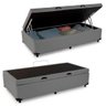 Cama Box Baú Solteiro Sintético + Colchão de Espuma D33 - Sereneprime - 88cm Cinza - 2