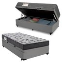 Ver imagem 1 de Cama Box Baú Solteiro Sintético + Colchão de Espuma D33 - Sereneprime - 88cm Cinza