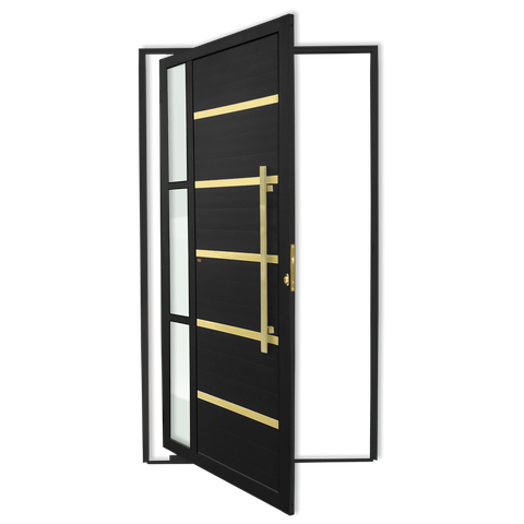 Porta Pivotante Lambril Miraggio c/Puxador D. Super Preto Dourado 120 Brimak
