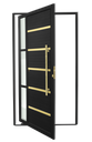 Ver imagem 1 de Porta Pivotante Lambril Miraggio c/Puxador D. Super Preto Dourado 120 Brimak