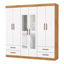 Ver imagem 3 de Guarda-roupa Casal Mondo 6 Portas 4 Gavetas com Espelho Cinamomo/branco - Pnr Móveis