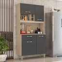 Ver imagem 1 de Armário Balcão Cozinha Completa Lótus 4 Portas 1 Gaveta MDP Avena Grafito Demóbile