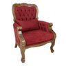 Poltrona Imperador Clássica Entalhada Madeira Maciça Suede Vermelho Soberati - 1